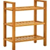 vidaXL Skohylla med 3 hyllor 50x27x60 cm massiv ek
