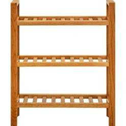 vidaXL Skohylla med 3 hyllor 50x27x60 cm massiv ek