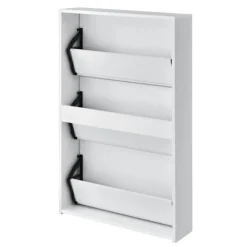 [en.casa] Kläd- & Garderobsförvaring-Skoskåp med 3 lådor och spegel plats för 9 par skor vit