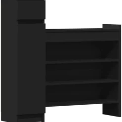 vidaXL Skoskåp svart 100,5x28x100 cm konstruerat trä
