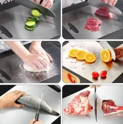 Skärbrädor-Skärbräda - dubbelsidig i Rostfritt Stål och Titan, 34x23 cm, BPA-Fri för Kök