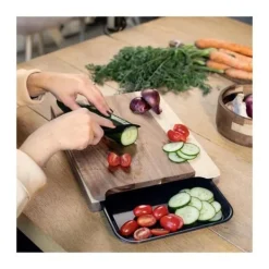 Skärbrädor-Skärbräda - LIVOO - MES155 - FSC akaciaträ - 36,5 x 27,5 cm - Avtagbar droppbricka