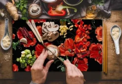 Karottunderlägg-SKÄRBRÄDA I GLAS 52x30 BLOMMOR