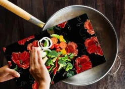 Karottunderlägg-SKÄRBRÄDA I GLAS 52x30 BLOMMOR