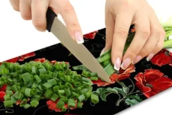 Karottunderlägg-SKÄRBRÄDA I GLAS 52x30 BLOMMOR