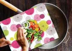 Karottunderlägg-SKÄRBRÄDA I GLAS 52x40 BLOMMOR