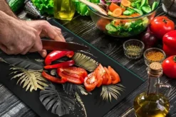 Karottunderlägg-SKÄRBRÄDA I GLAS 52x40 BLOMMOR