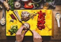 Karottunderlägg-SKÄRBRÄDA I GLAS 52x30 BLOMMOR