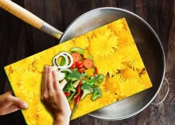 Karottunderlägg-SKÄRBRÄDA I GLAS 52x30 BLOMMOR