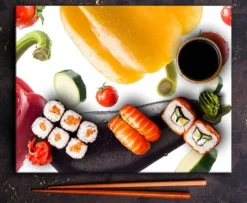 Karottunderlägg-SKÄRBRÄDA I GLAS 52x40 GRÖNSAKER