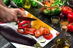 Karottunderlägg-SKÄRBRÄDA I GLAS 52x40 GRÖNSAKER