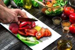 Karottunderlägg-SKÄRBRÄDA I GLAS 52x30 PAPRIKA