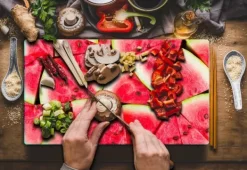 Karottunderlägg-SKÄRBRÄDA I GLAS 52x30 VATTENMELON