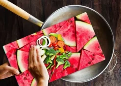 Karottunderlägg-SKÄRBRÄDA I GLAS 52x30 VATTENMELON