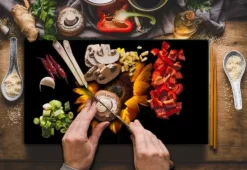 Karottunderlägg-SKÄRBRÄDA I GLASPLATTA 52x30 BLOMMA