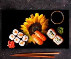 Karottunderlägg-SKÄRBRÄDA I GLASPLATTA 52x30 BLOMMA