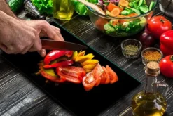 Karottunderlägg-SKÄRBRÄDA I GLASPLATTA 52x30 BLOMMA