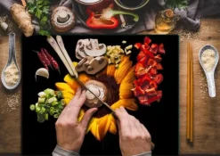 Karottunderlägg-SKÄRBRÄDA I GLASPLATTA 52x40 BLOMMA