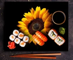 Karottunderlägg-SKÄRBRÄDA I GLASPLATTA 52x40 BLOMMA