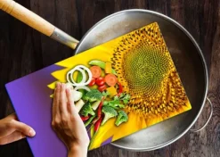 Karottunderlägg-SKÄRBRÄDA I GLASPLATTA 52x30 BLOMMA