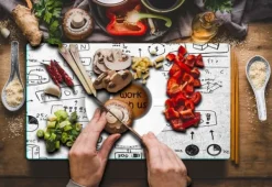 Mat- & Dryckesschabloner-SKÄRBRÄDA I GLASPLATTA 52x30 KAFFE