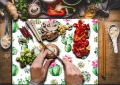 Karottunderlägg-SKÄRBRÄDA I GLASPLATTA 52x40 KAKTUS