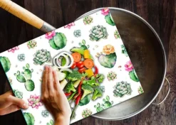 Karottunderlägg-SKÄRBRÄDA I GLASPLATTA 52x40 KAKTUS