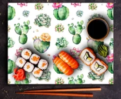 Karottunderlägg-SKÄRBRÄDA I GLASPLATTA 52x40 KAKTUS