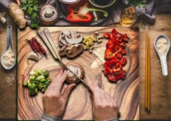 Skärbrädor-SKÄRBRÄDA I GLASPLATTA 52x40 TRÄ