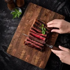 Skärbrädor-Skärbräda, skärbrädor i trä för kök med och skärbräda för kött och ostbricka, kraftig serveringsbricka