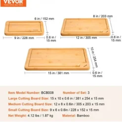 Skärbrädor-Skärbrädeset, 38.1x25.4x1.5 cm, Bambuträ