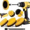 Rengöringsutrustning-Skurborstar till borrmaskin/skruvdragare Gul 8 delar