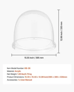 Maskiner För Spunnet Socker-Skyddskåpa till sockervaddsmaskin - Akrylkupol med bubbelskydd - Kompatibel med 38,1 cm sockervaddsmaskiner - Vindskydd - Räfflad botten - Transparent | CDON