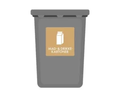 Skylt avfallspiktogram LIVSMEDELS- OCH DRYCKKARTONG 12x12 cm, aluminium, brun/vit