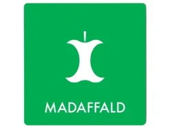 Skylt avfallspiktogram MADAFFALD 12x12 cm, aluminium, grön/vit