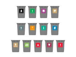 Skylt avfallspiktogram PAP 12x12 cm, aluminium, brun/vit