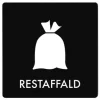 Skylt avfallspiktogram RESTAFFALD 12x12 cm, aluminium, svart/vit
