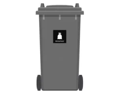 Skylt avfallspiktogram RESTAFFALD 12x12 cm, aluminium, svart/vit