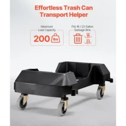 Tillbehör Till Avfallshantering-Slim Papperskorg Dolly, Passar 16/23 Gal Behållare, 200lbs Tung Duty, med Hjul
