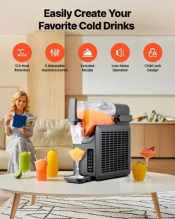 Slushmaskiner-Slushmaskin & Margaritamaskin - Fryst dryckesmaskin - Kapacitet 2,6 l - Ingen is krävs - Förinställda program (5) - Självrengöring - För hemmet