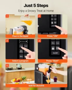 Slushmaskiner-Slushmaskin & Margaritamaskin - Fryst dryckesmaskin - Kapacitet 2,6 l - Ingen is krävs - Förinställda program (5) - Självrengöring - För hemmet