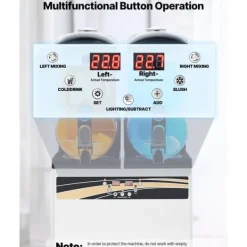 Slushmaskin för Kommersiellt Bruk, 15Lx2 Tank, Margarita Smoothie Frysdryckesmaskin, Snabbkylning