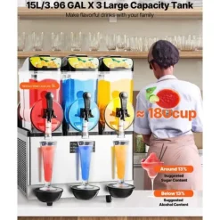 Slushmaskiner-Slushmaskin för Kommersiellt bruk, 15Lx3 Tankar, Margarita och Smoothie Frysdryckesmaskin