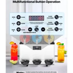 Slushmaskiner-Slushmaskin för Kommersiellt bruk, 15Lx3 Tankar, Margarita och Smoothie Frysdryckesmaskin
