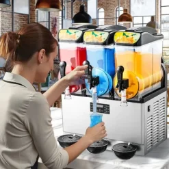 Slushmaskiner-Slushmaskin för Kommersiellt bruk, 15Lx3 Tankar, Margarita och Smoothie Frysdryckesmaskin