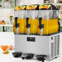 Slushmaskiner-Slushmaskin Kommersiell 3 x 12L Triple Bowl 72 Koppar Utgång 220V 1300W Rostfritt Stål Margarita Smoothie Frysta Drycker