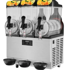 Slushmaskiner-Slushmaskin Kommersiell 3 x 12L Triple Bowl 72 Koppar Utgång 220V 1300W Rostfritt Stål Margarita Smoothie Frysta Drycker