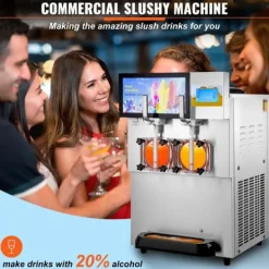 Slushmaskiner-Slushmaskin 8L / 2,1 Gal dubbelskål kommersiell för slush, margarita, smoothie och frysta drycker.