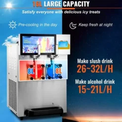 Slushmaskiner-Slushmaskin 8L / 2,1 Gal dubbelskål kommersiell för slush, margarita, smoothie och frysta drycker.