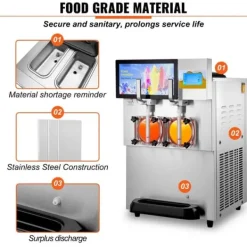 Slushmaskiner-Slushmaskin 8L / 2,1 Gal dubbelskål kommersiell för slush, margarita, smoothie och frysta drycker.